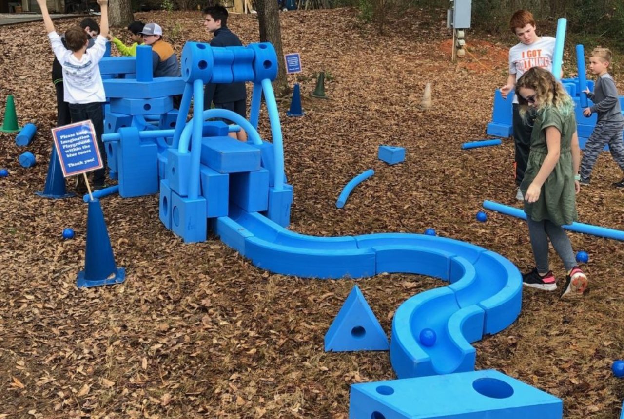 7-10 year old kids designing structures with imagination playground foam pieces